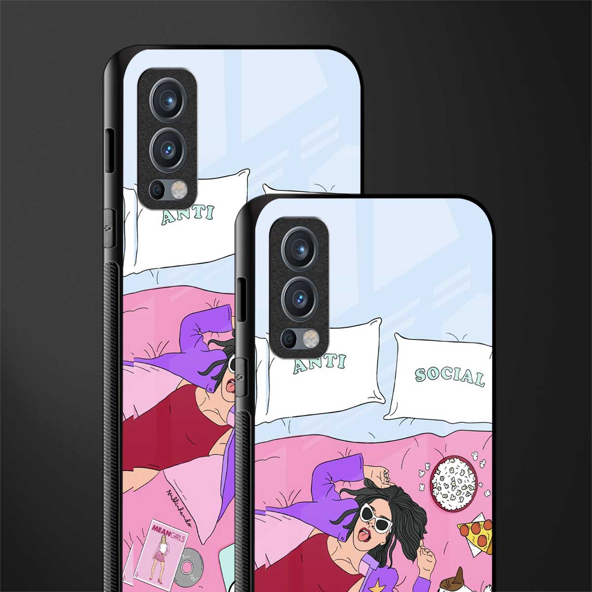 anti social chick girl glass case for oneplus nord 2 5g image-2