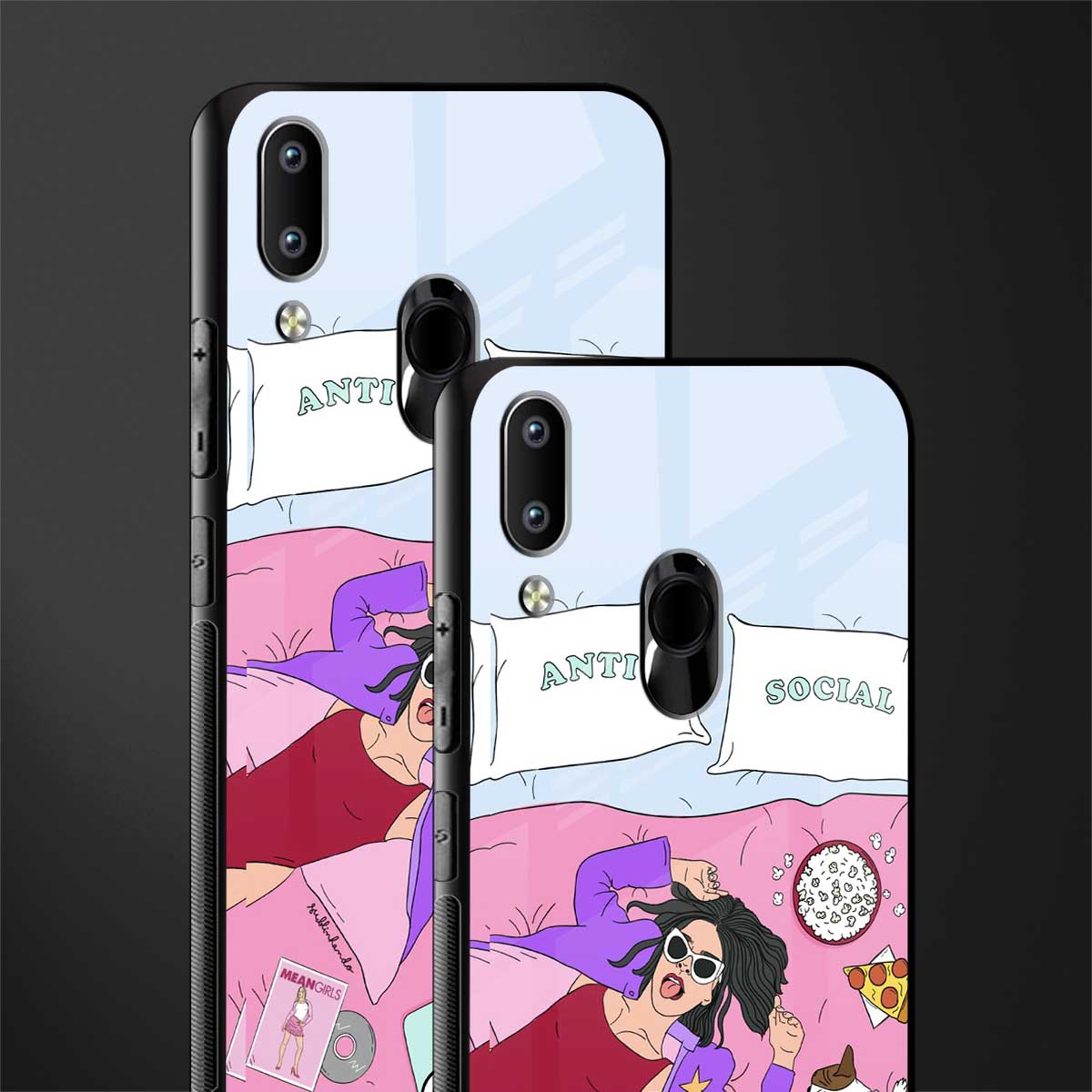 anti social chick girl glass case for vivo y91 image-2