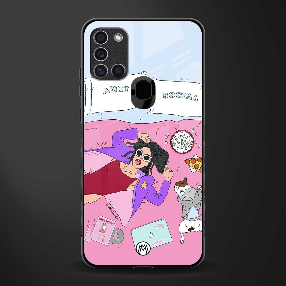 anti social chick girl glass case for samsung galaxy a21s image