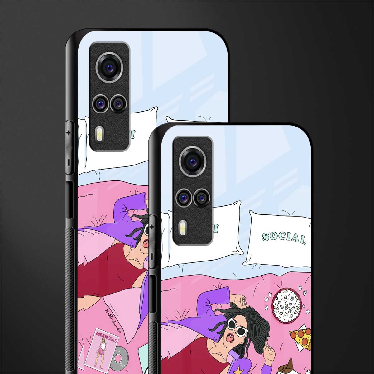anti social chick girl glass case for vivo y51 image-2
