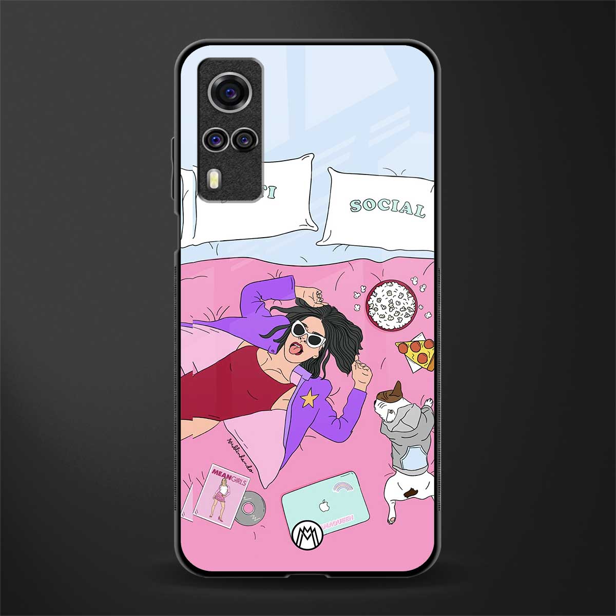 anti social chick girl glass case for vivo y51 image
