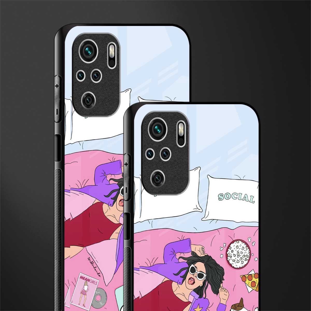 anti social chick girl glass case for redmi note 10s image-2