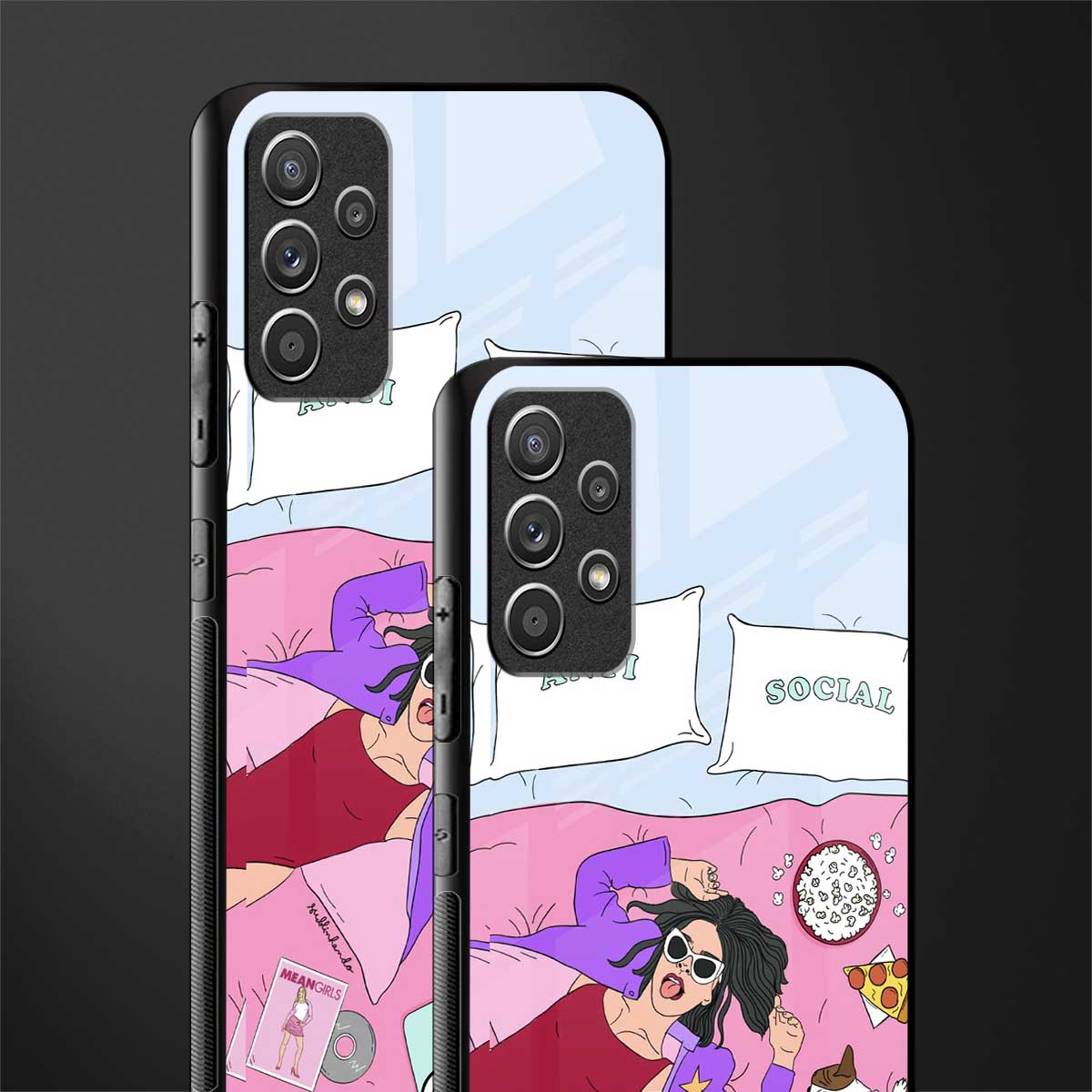 anti social chick girl glass case for samsung galaxy a72 image-2