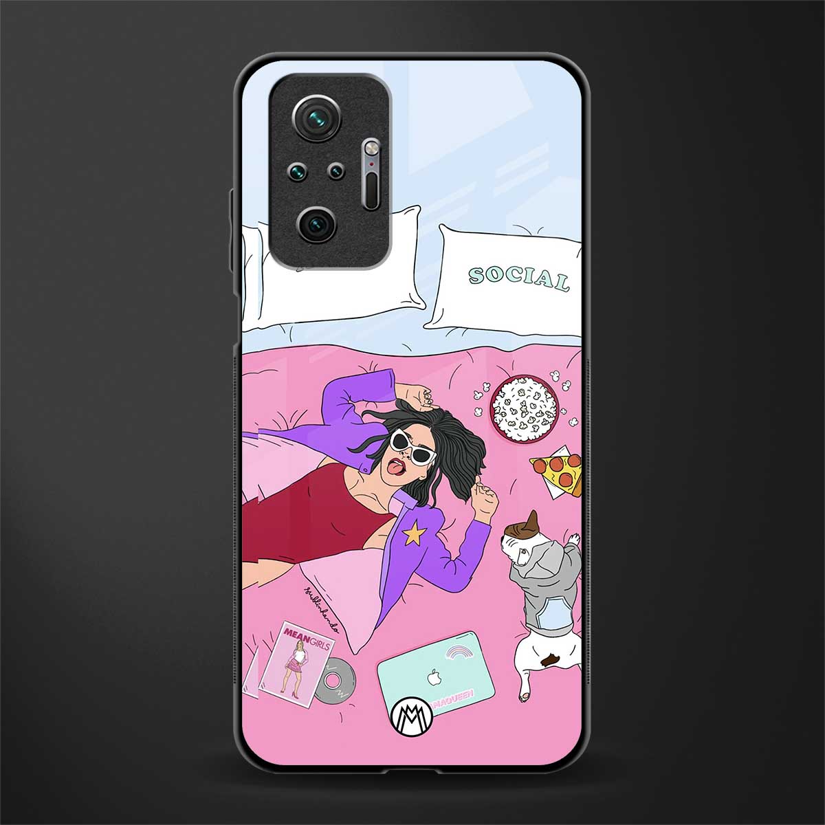 anti social chick girl glass case for redmi note 10 pro max image