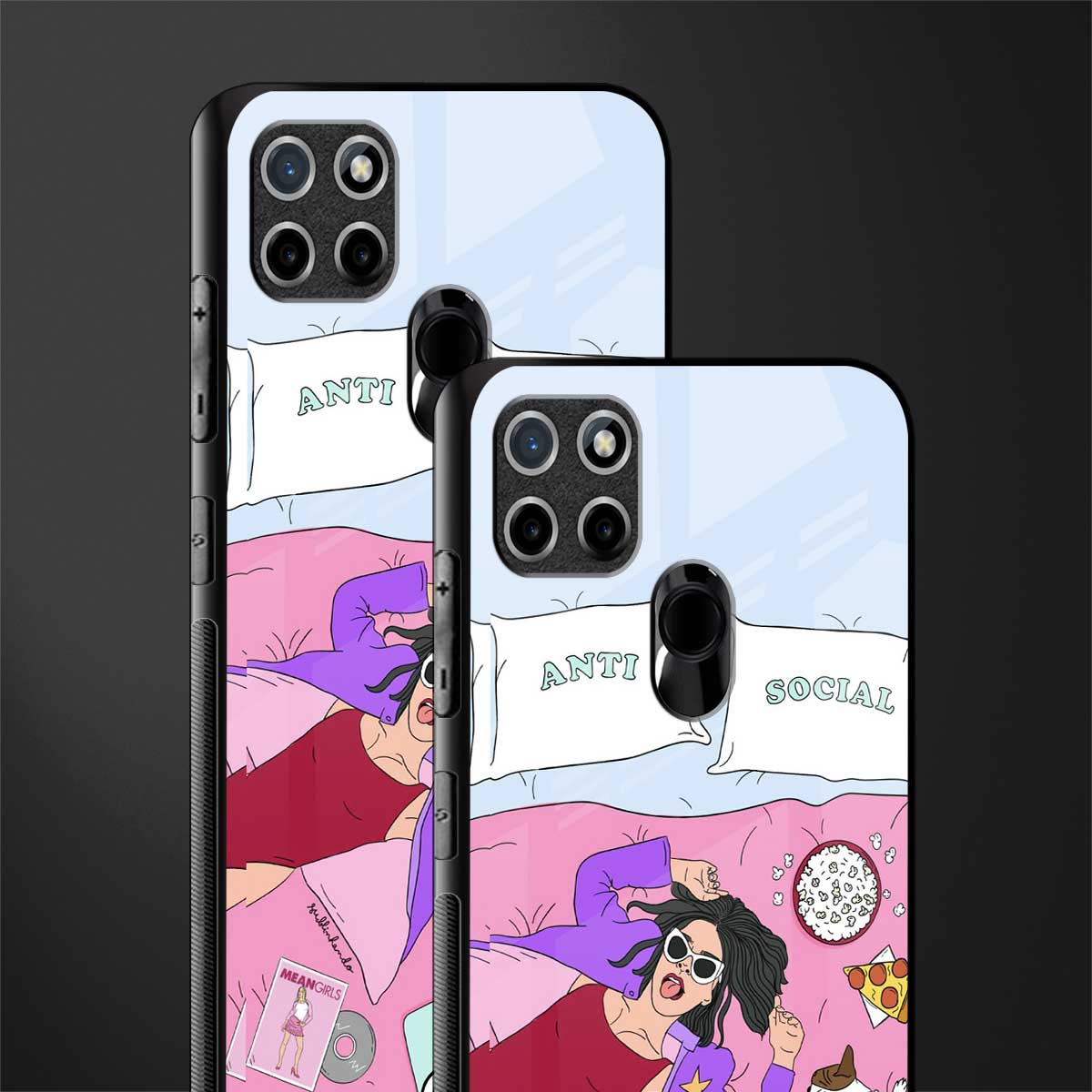 anti social chick girl glass case for realme c21 image-2
