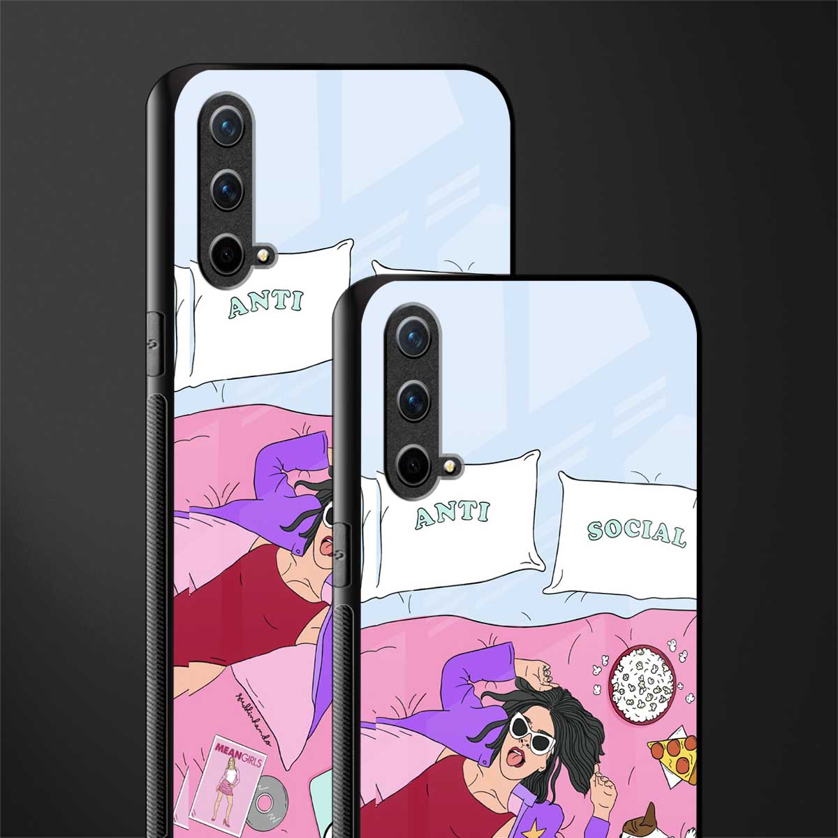 anti social chick girl glass case for oneplus nord ce 5g image-2
