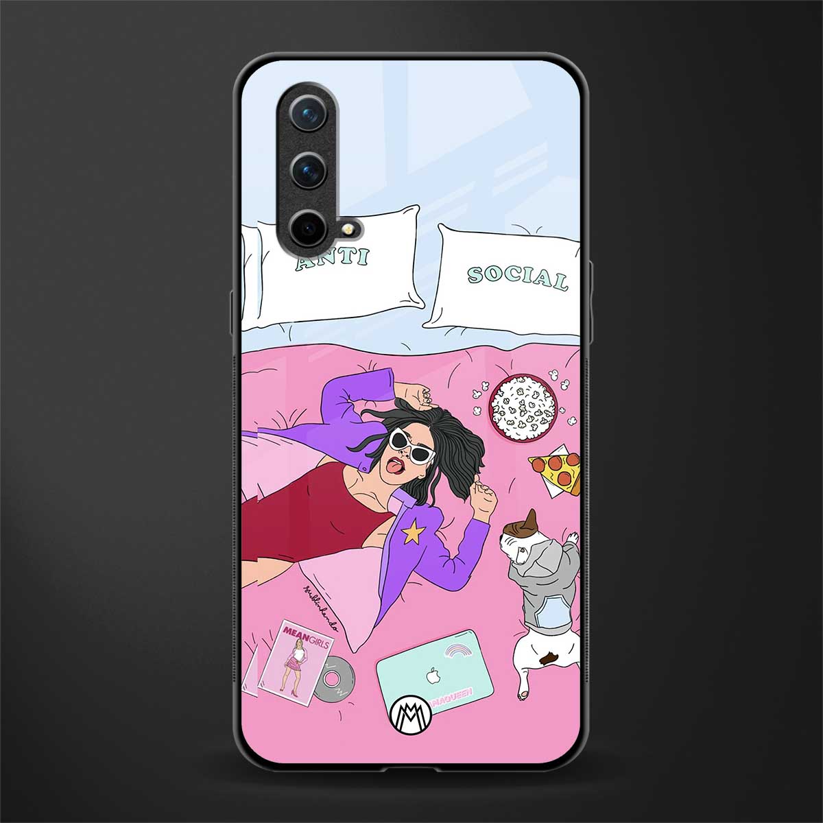 anti social chick girl glass case for oneplus nord ce 5g image