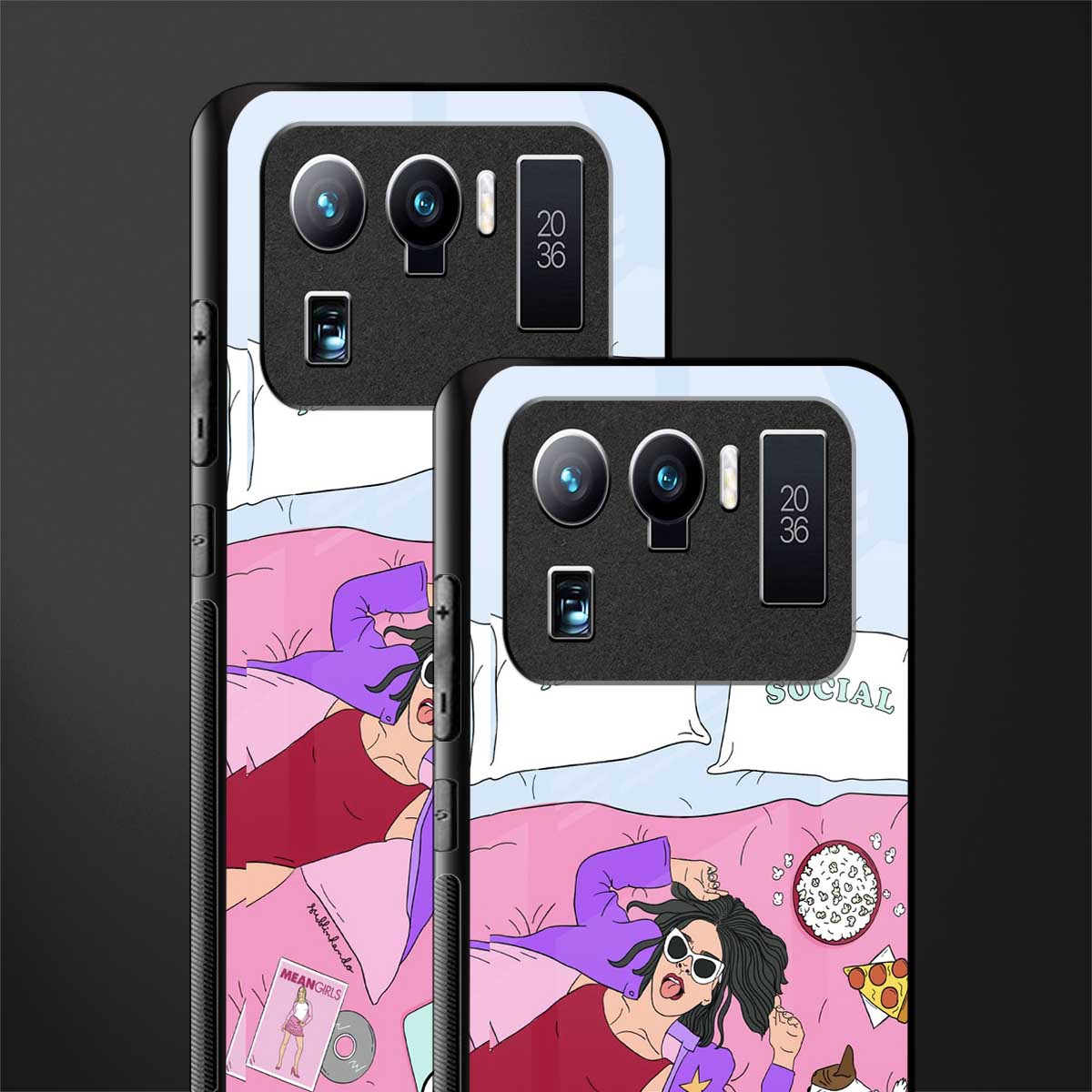 anti social chick girl glass case for mi 11 ultra 5g image-2