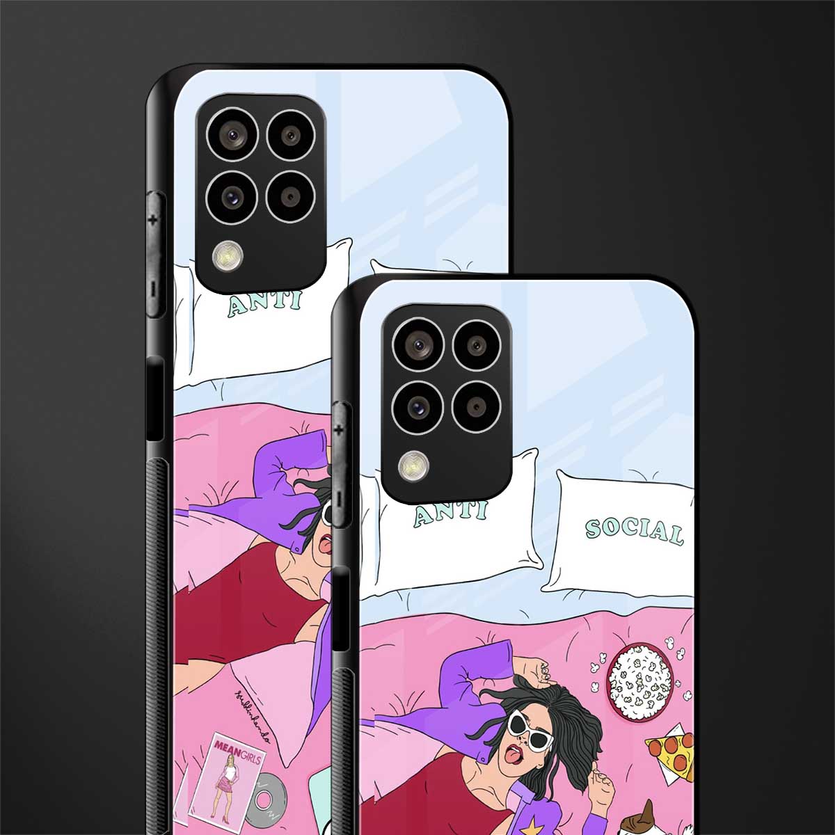 anti social chick girl back phone cover | glass case for samsung galaxy m33 5g