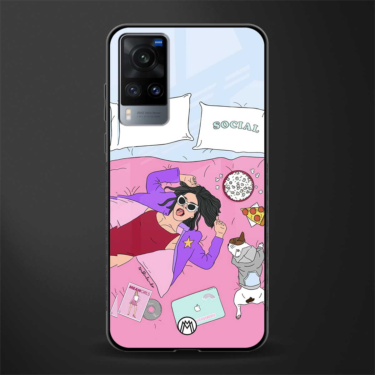 anti social chick girl glass case for vivo x60 image