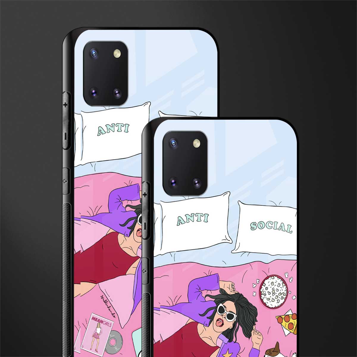 anti social chick girl glass case for samsung a81 image-2