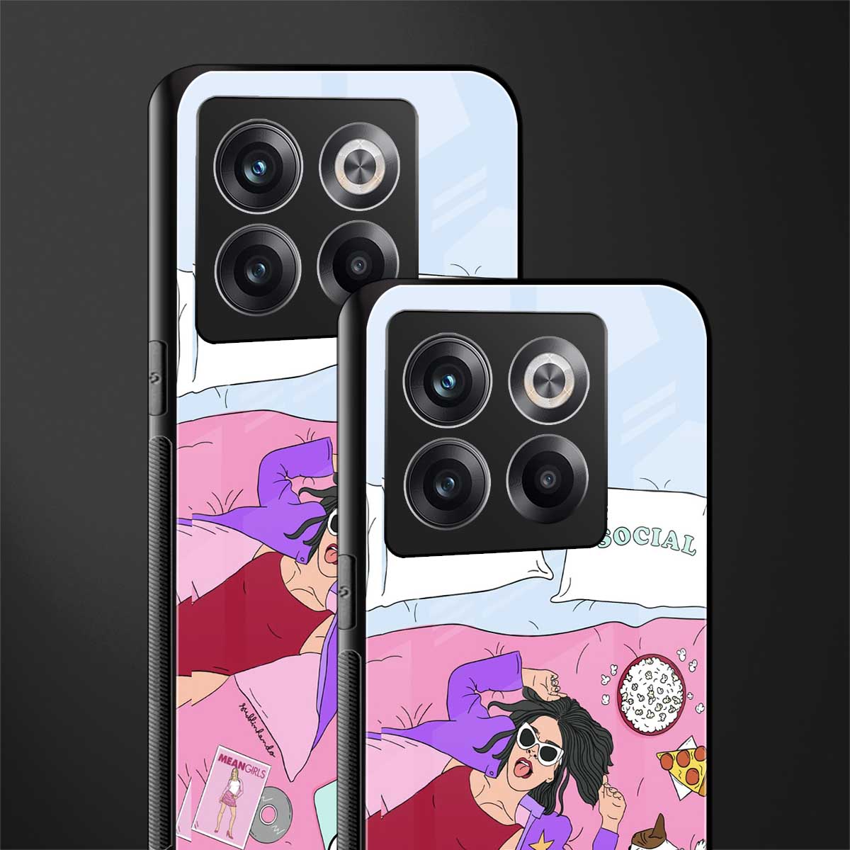anti social chick girl back phone cover | glass case for oneplus 10t