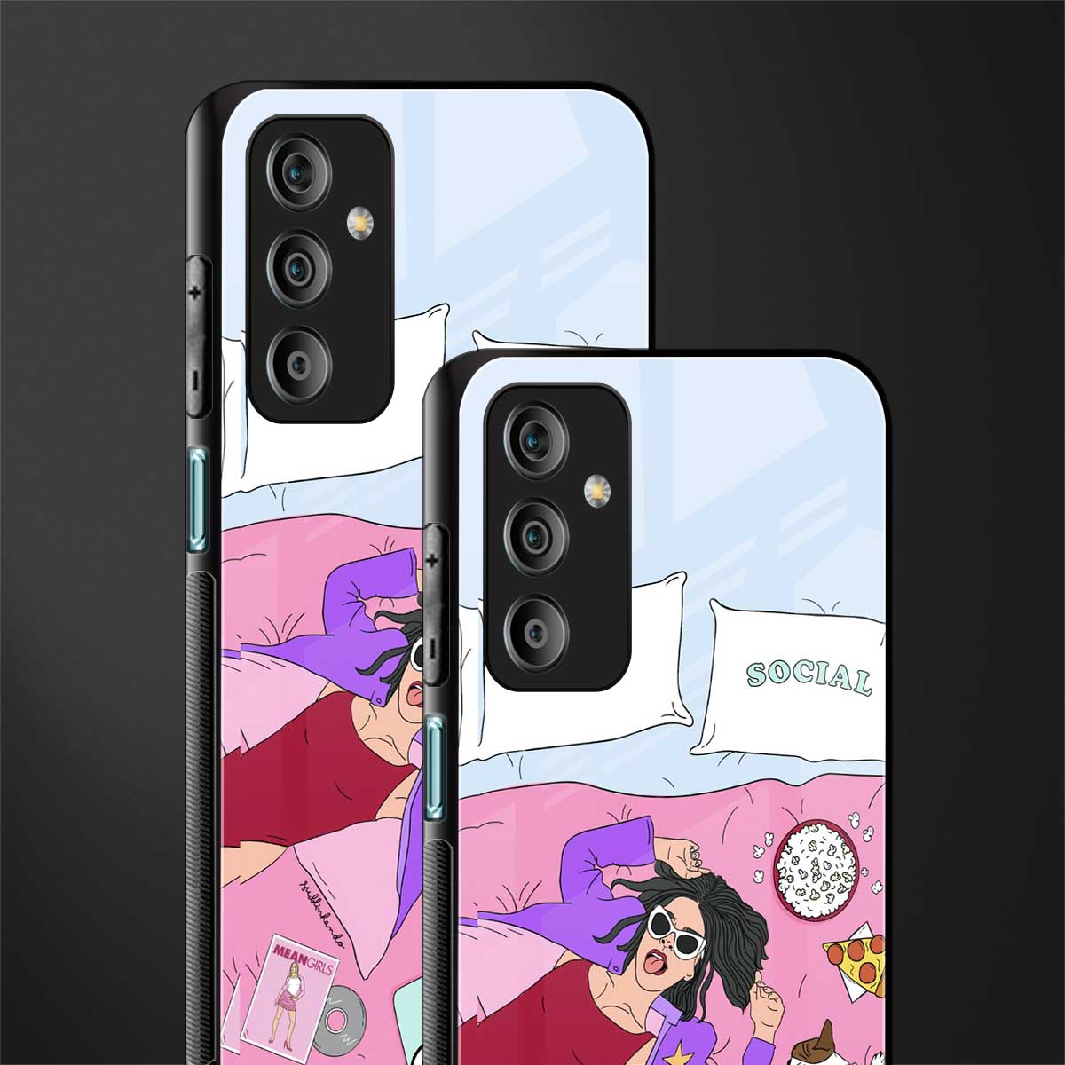 anti social chick girl back phone cover | glass case for samsung galaxy f23 5g