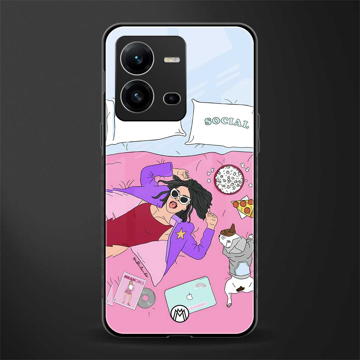 anti social chick girl back phone cover | glass case for vivo v25-5g