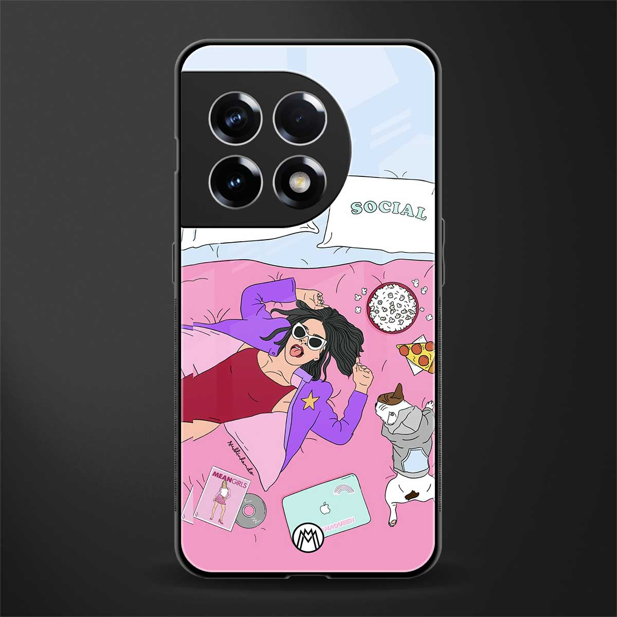 anti social chick girl back phone cover | glass case for oneplus 11r