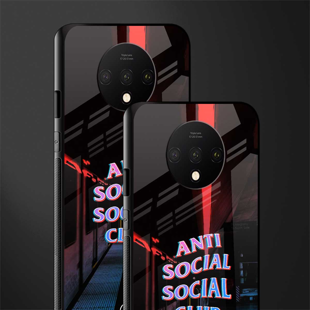 anti social social club glass case for oneplus 7t image-2