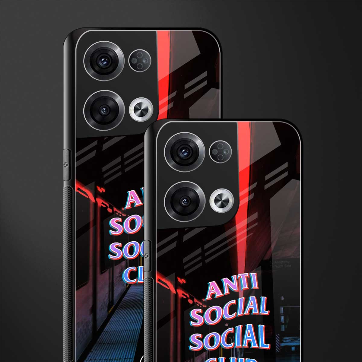 anti social social club back phone cover | glass case for oppo reno 8