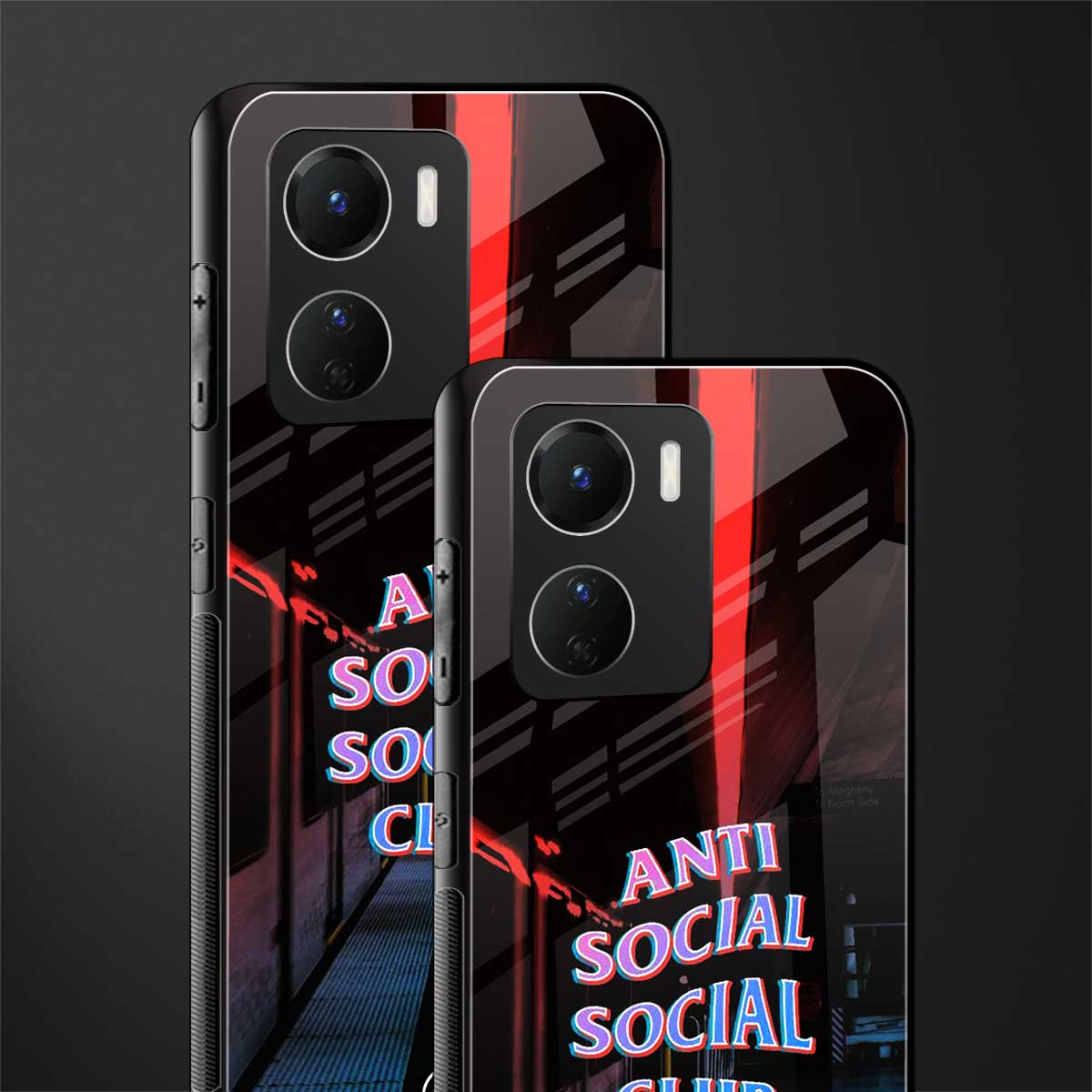 anti social social club back phone cover | glass case for vivo y16