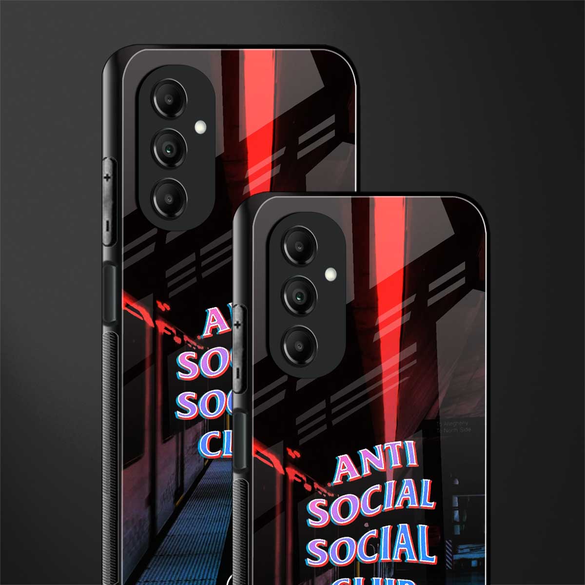 anti social social club back phone cover | glass case for samsung galaxy a14 5g