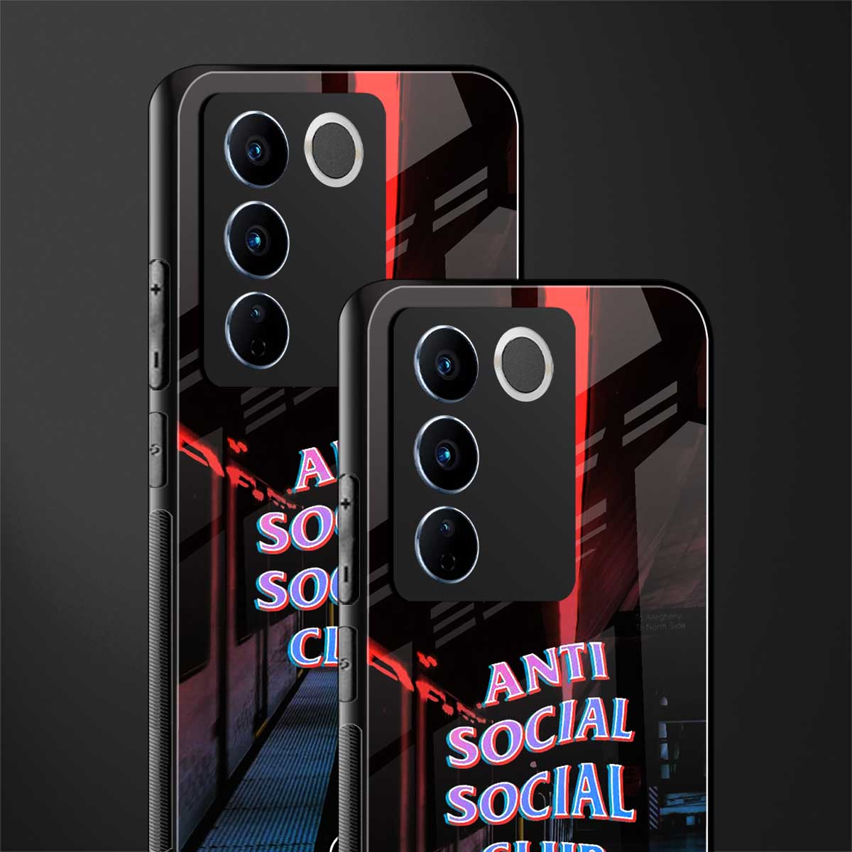 anti social social club back phone cover | glass case for vivo v27 pro 5g
