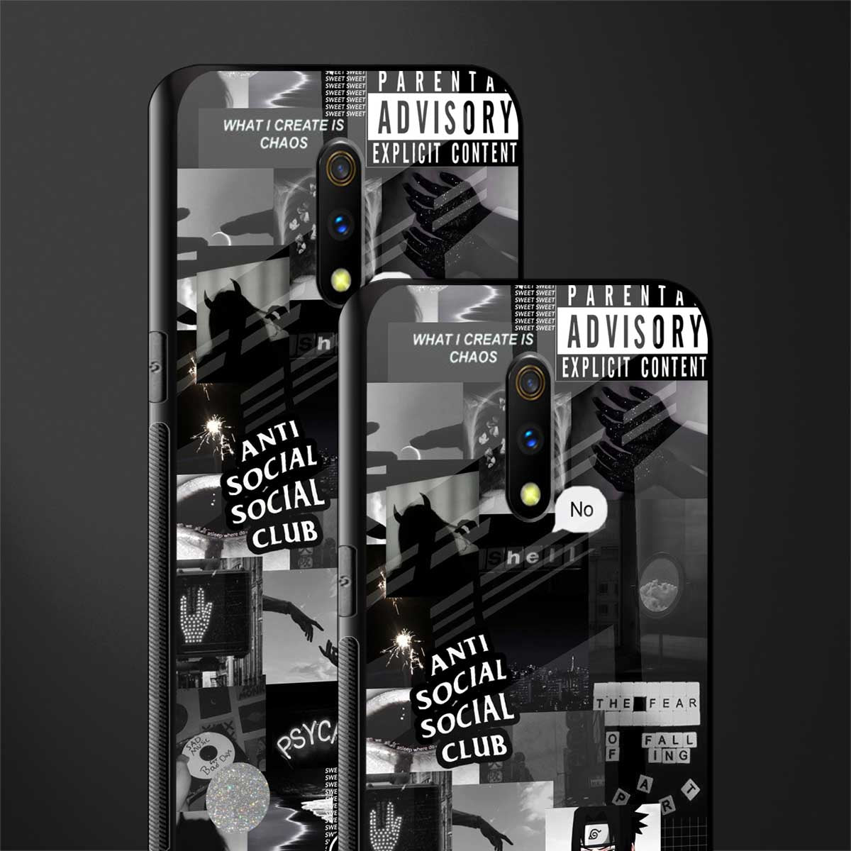 anti social social club dark edition glass case for oppo k3 image-2