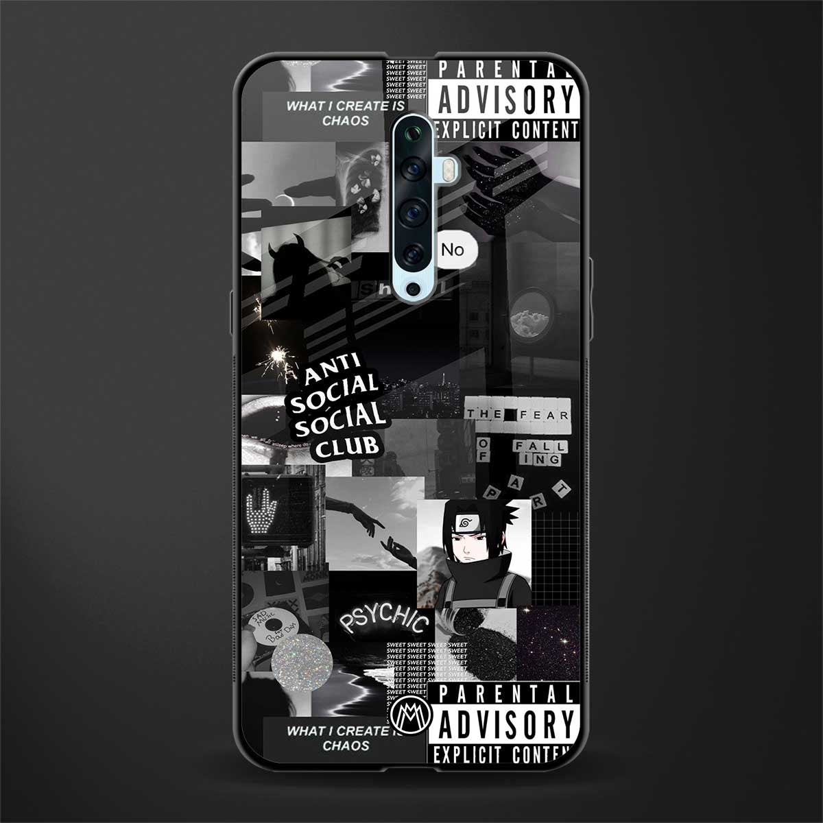 anti social social club dark edition glass case for oppo reno 2f