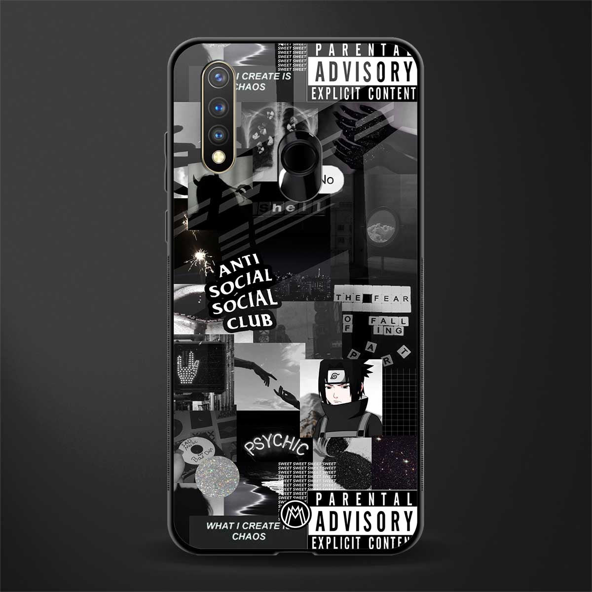 anti social social club dark edition glass case for vivo u20 image