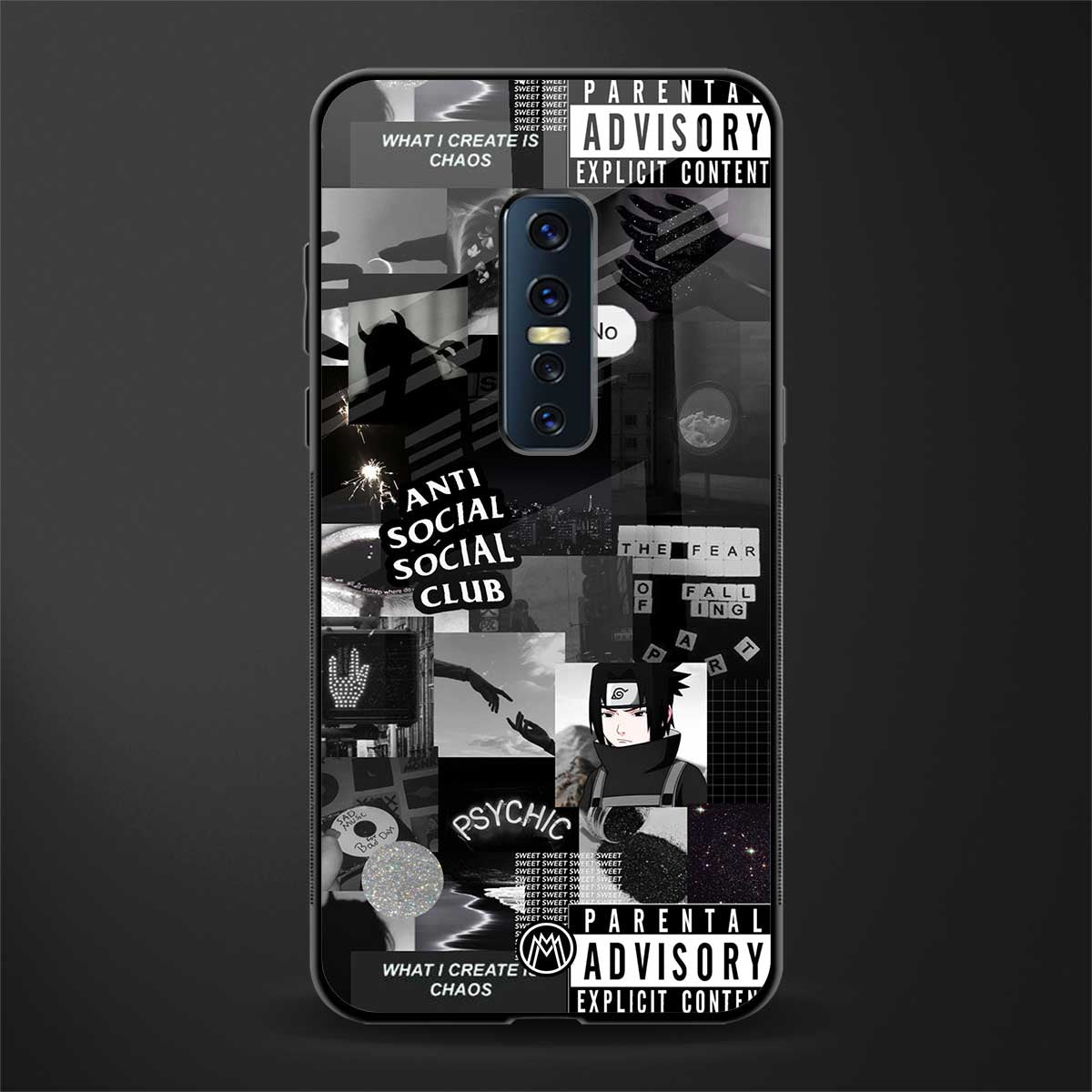 anti social social club dark edition glass case for vivo v17 pro image