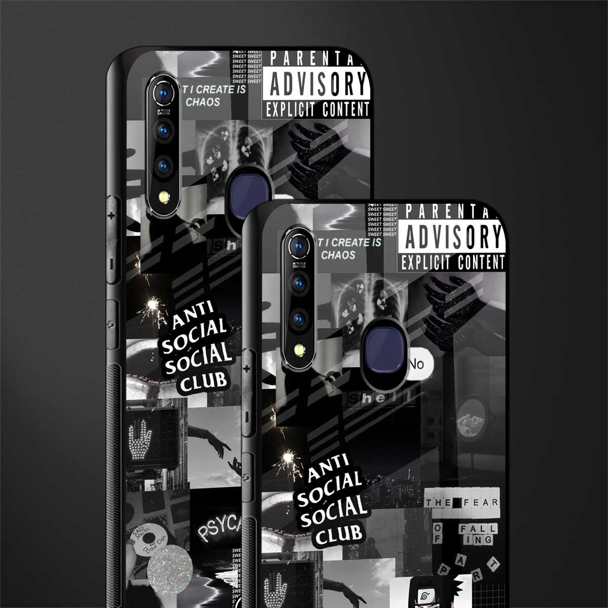 anti social social club dark edition glass case for vivo z1 pro image-2