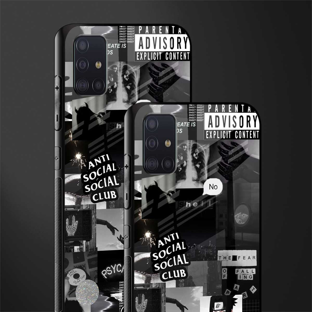 anti social social club dark edition glass case for samsung galaxy a71 image-2