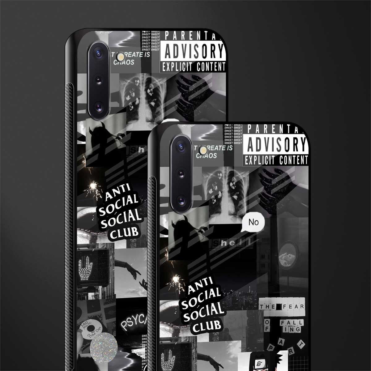 anti social social club dark edition glass case for samsung galaxy note 10 image-2