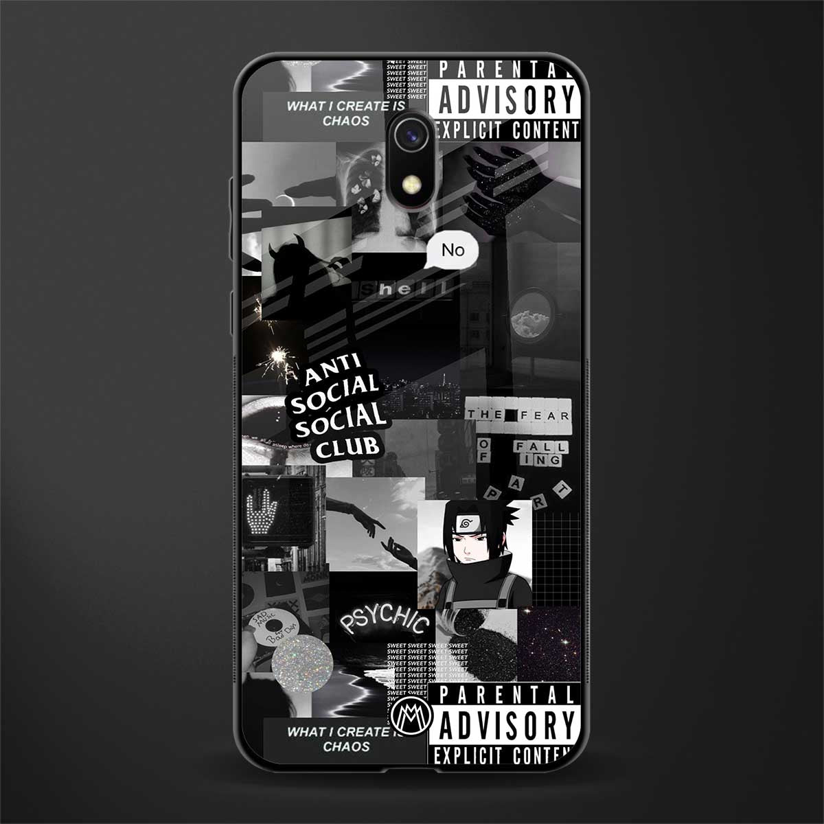 anti social social club dark edition glass case for redmi 8a image