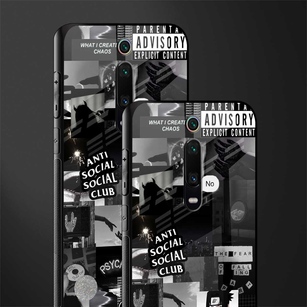 anti social social club dark edition glass case for redmi k20 image-2