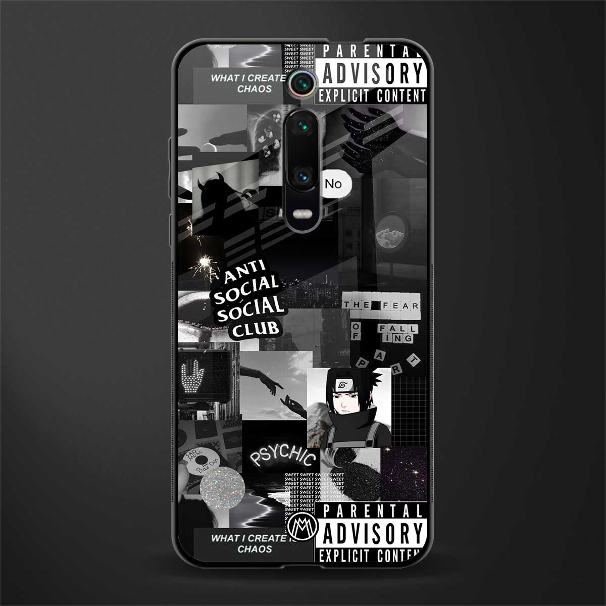 anti social social club dark edition glass case for redmi k20 image