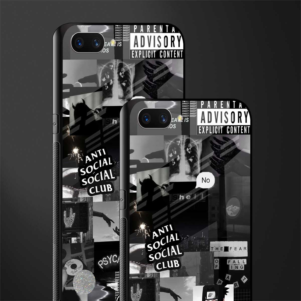 anti social social club dark edition glass case for realme c1 image-2
