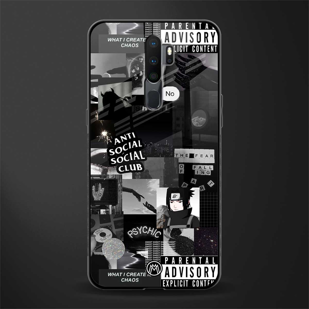 anti social social club dark edition glass case for oppo a9 2020 image