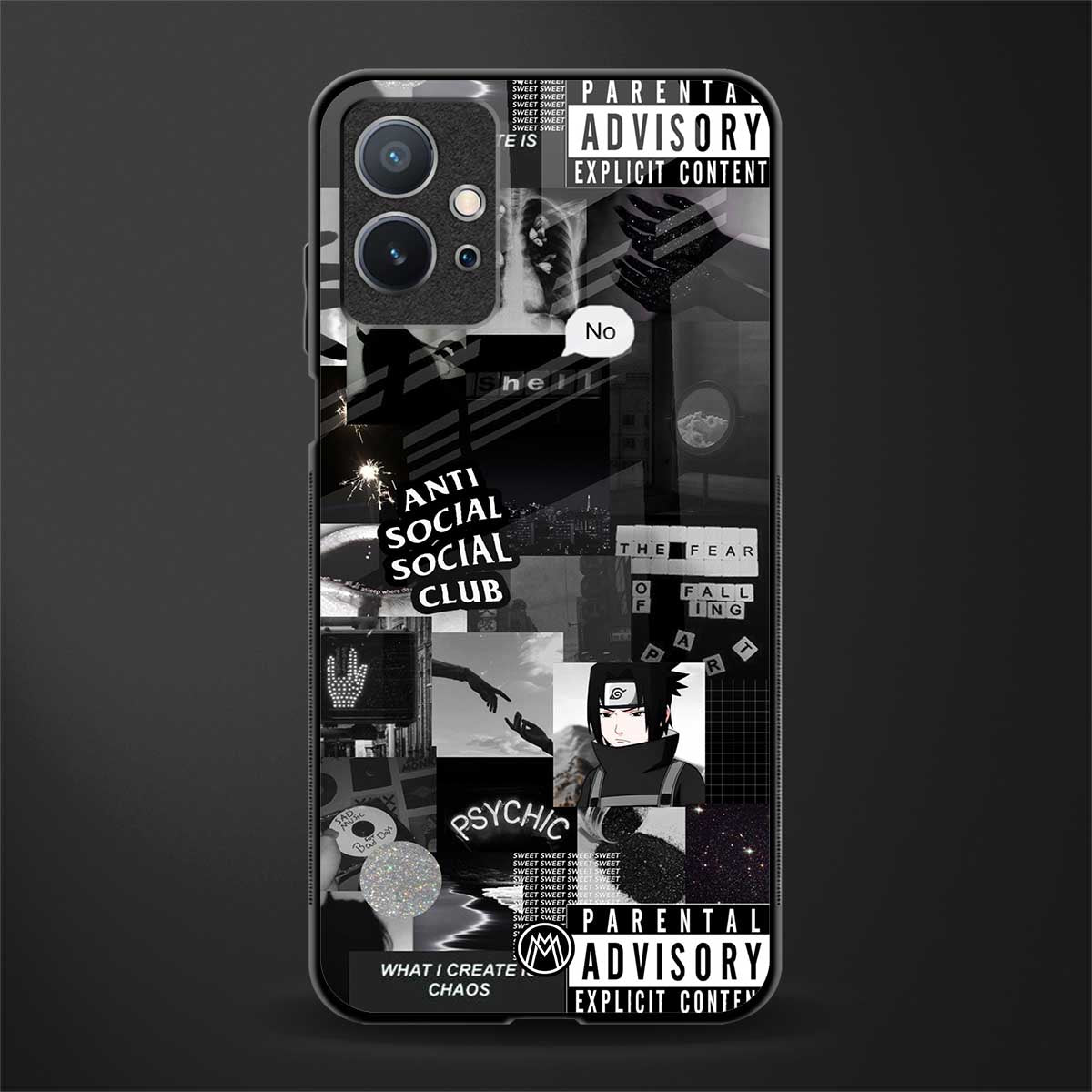 anti social social club dark edition glass case for vivo y75 5g image