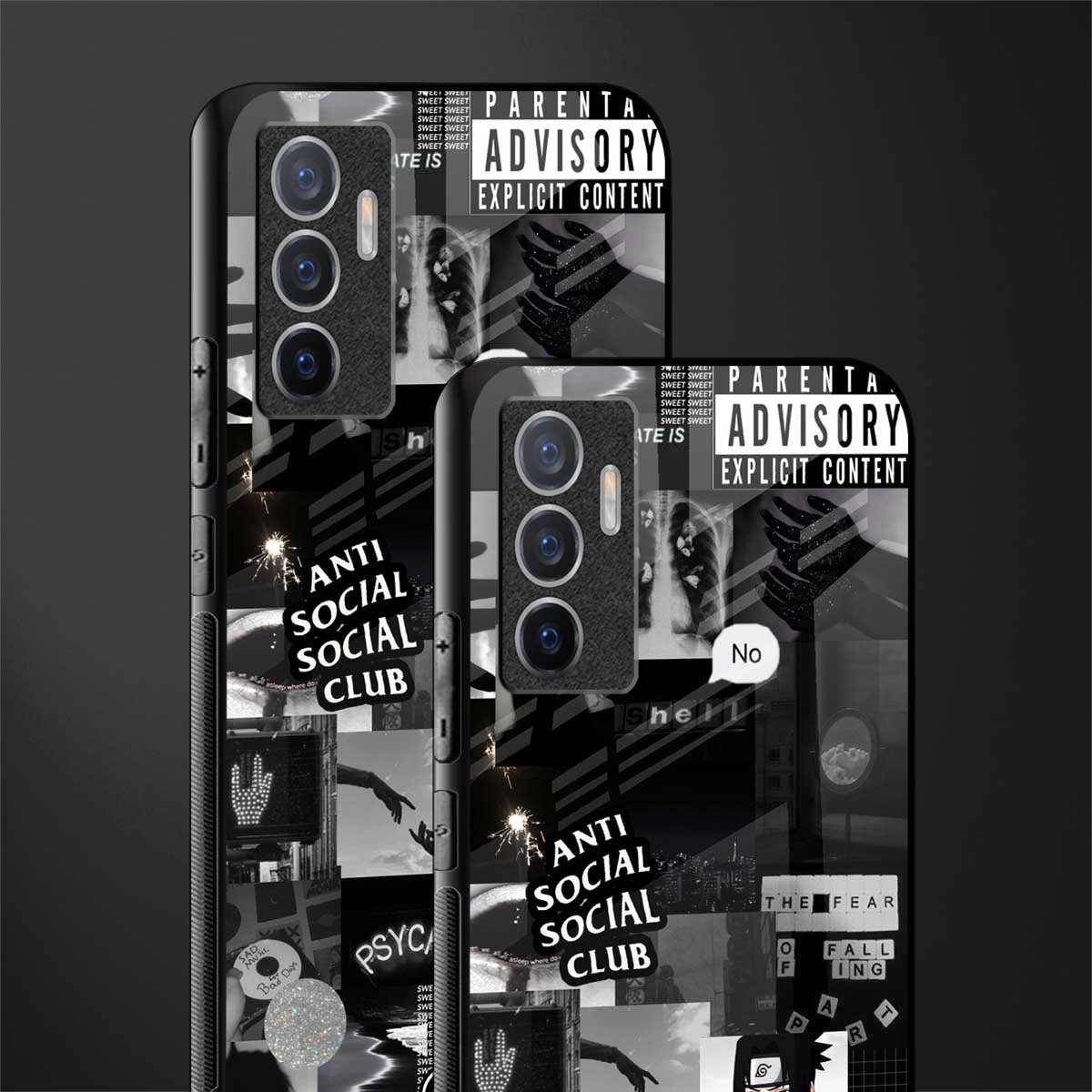 anti social social club dark edition glass case for vivo v23e image-2