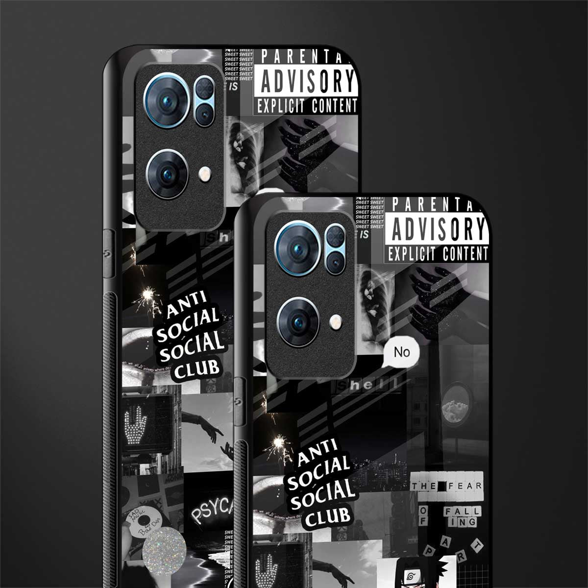 anti social social club dark edition glass case for oppo reno7 pro 5g image-2