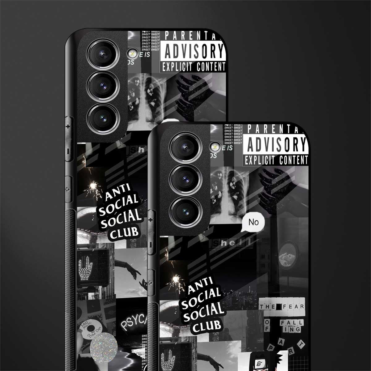anti social social club dark edition glass case for samsung galaxy s21 plus image-2