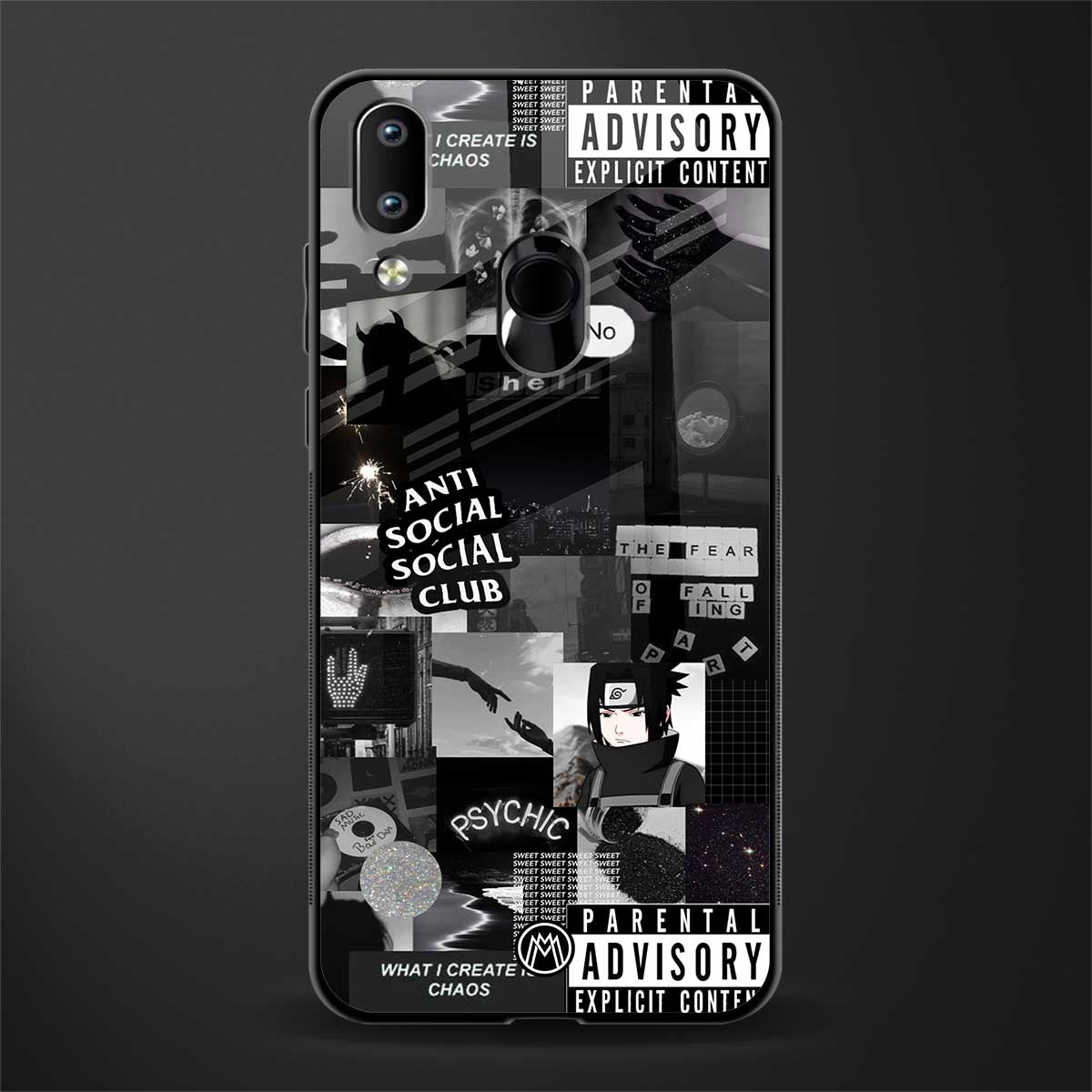 anti social social club dark edition glass case for vivo y91 image