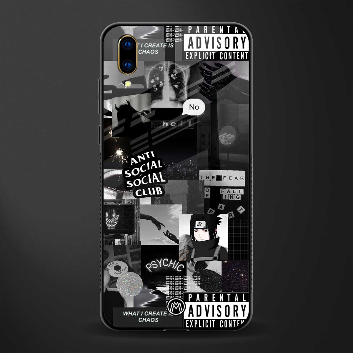 anti social social club dark edition glass case for vivo v11 pro image