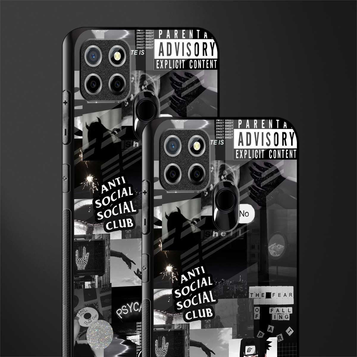 anti social social club dark edition glass case for realme narzo 20 image-2