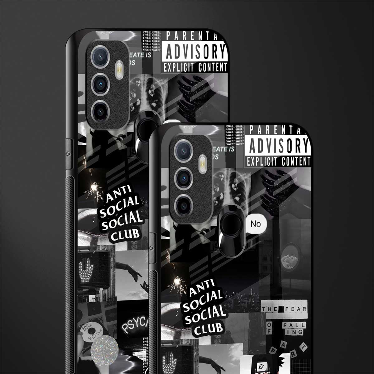 anti social social club dark edition glass case for oppo a53 image-2