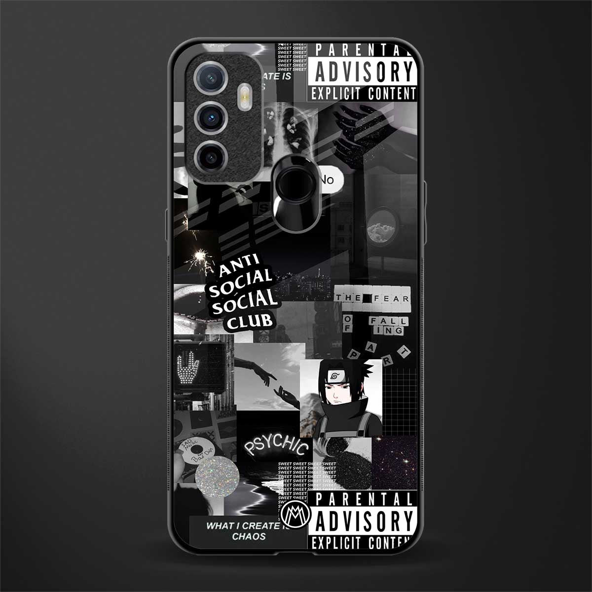 anti social social club dark edition glass case for oppo a53 image