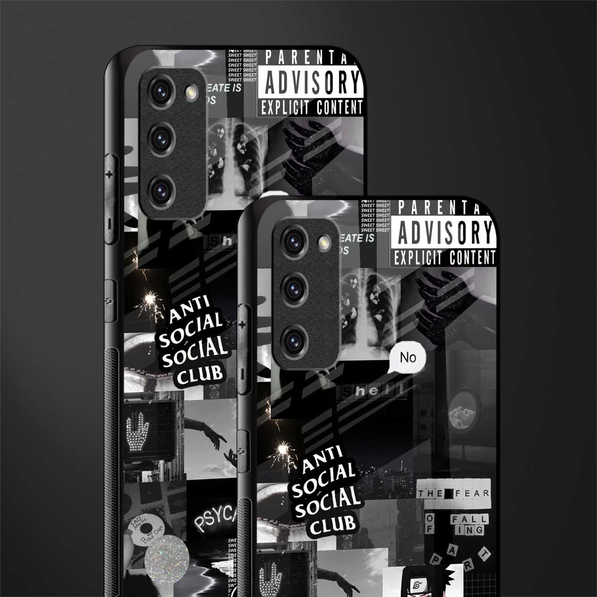 anti social social club dark edition glass case for samsung galaxy s20 fe image-2