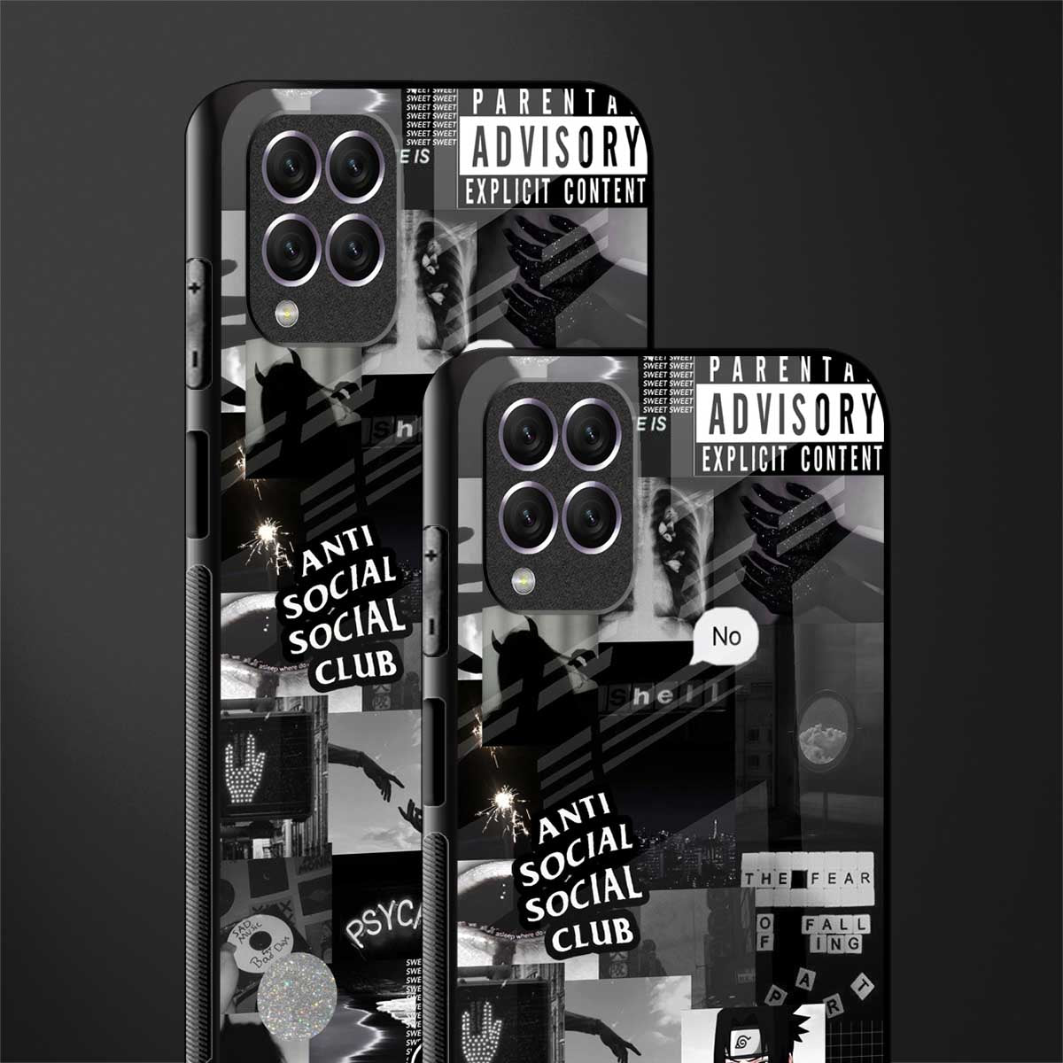 anti social social club dark edition glass case for samsung galaxy f62 image-2