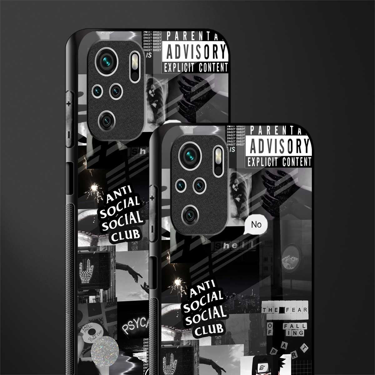 anti social social club dark edition glass case for redmi note 10 image-2