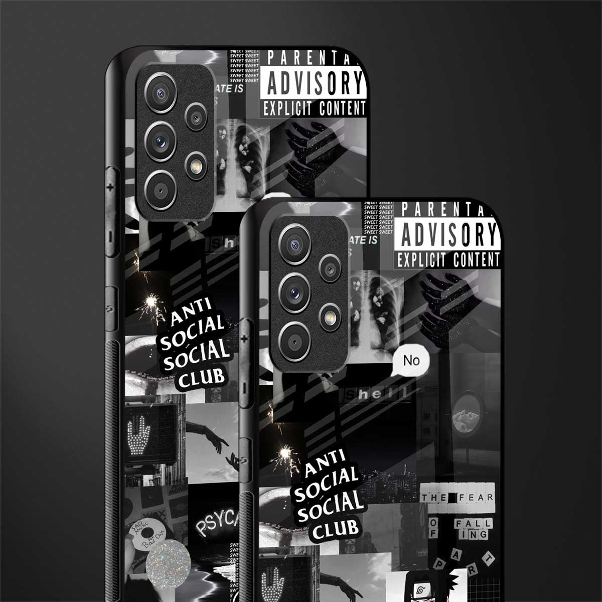 anti social social club dark edition glass case for samsung galaxy a72 image-2