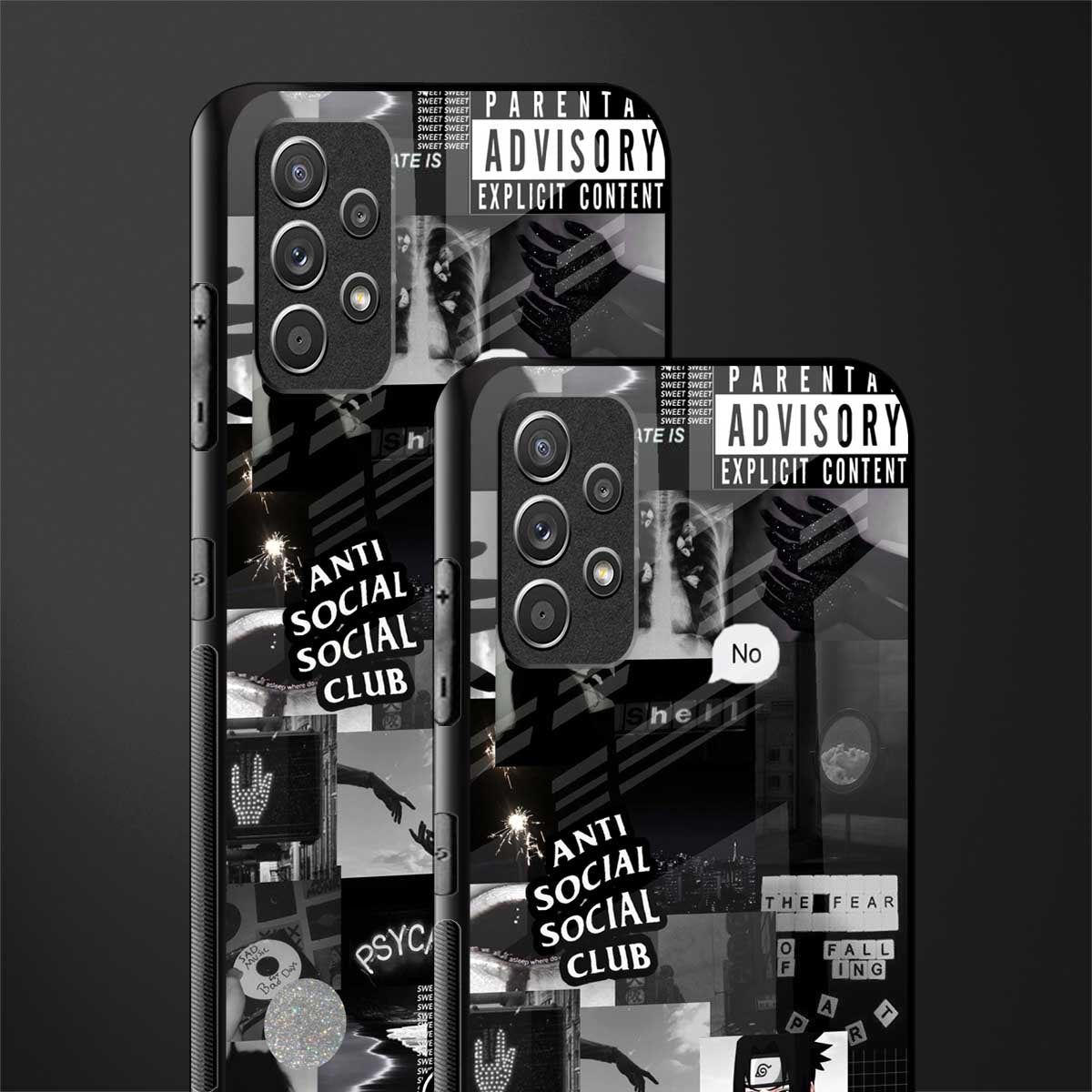 anti social social club dark edition glass case for samsung galaxy a32 4g image-2